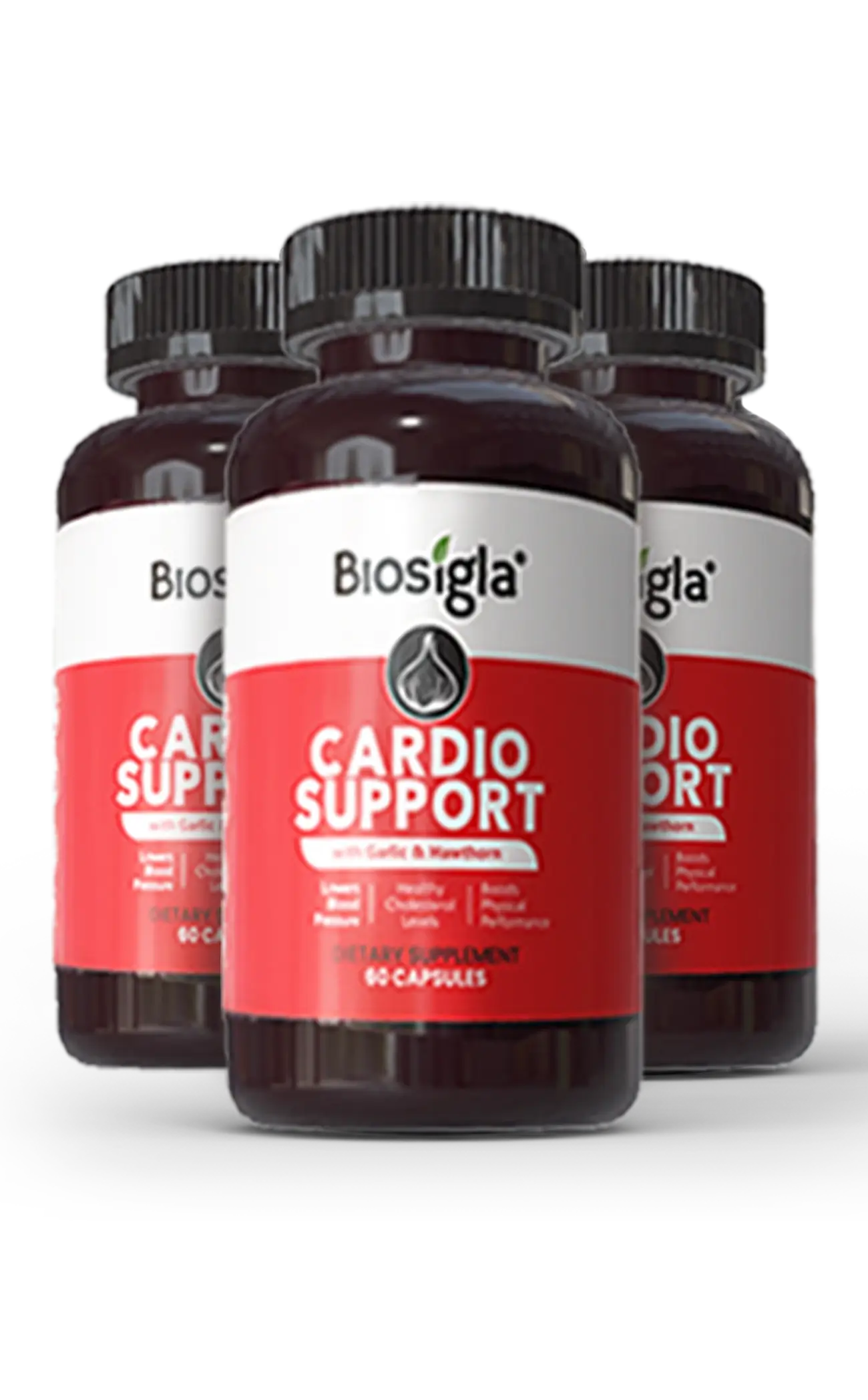 Package of MAÌA 100% Premium Cardio Support with colorful abstract design.